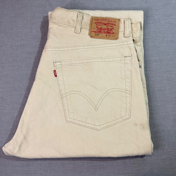 Levi's Other - Levi's 505 Regular Fit Jeans Mens 38x32 Tan Good Straight Leg Denim